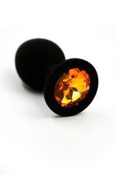 Маленькая черная пробка ONJOY Silicone Collection с желтым кристаллом