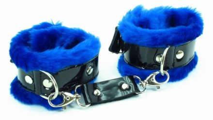 Синие наручники с мехом BDSM Light #710003