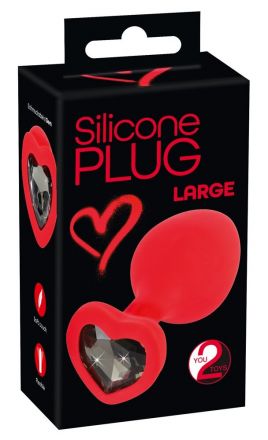 Розовая анальная пробка Silicone Plug medium с черным стразом