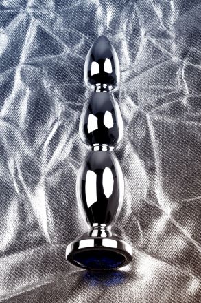 Анальная втулка Metal Silver с кристаллом цвета сапфир