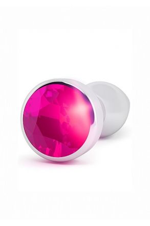 Конусная анальная пробка Silver Rich 3,8 Pink Crystal
