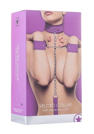 Ошейник с наручниками Velcro Collar With Seperate Cuffs Purple