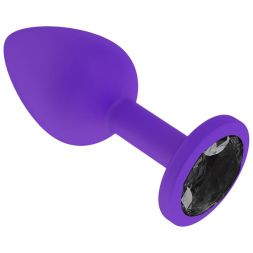 Анальная пробка ONJOY Purple Small с черным кристаллом