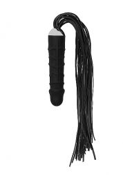 Плетка Black Whip with Realistic Silicone Dildo Black