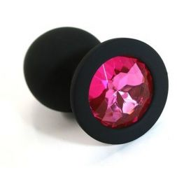 Анальная пробка ONJOY Small Black с розовым кристаллом
